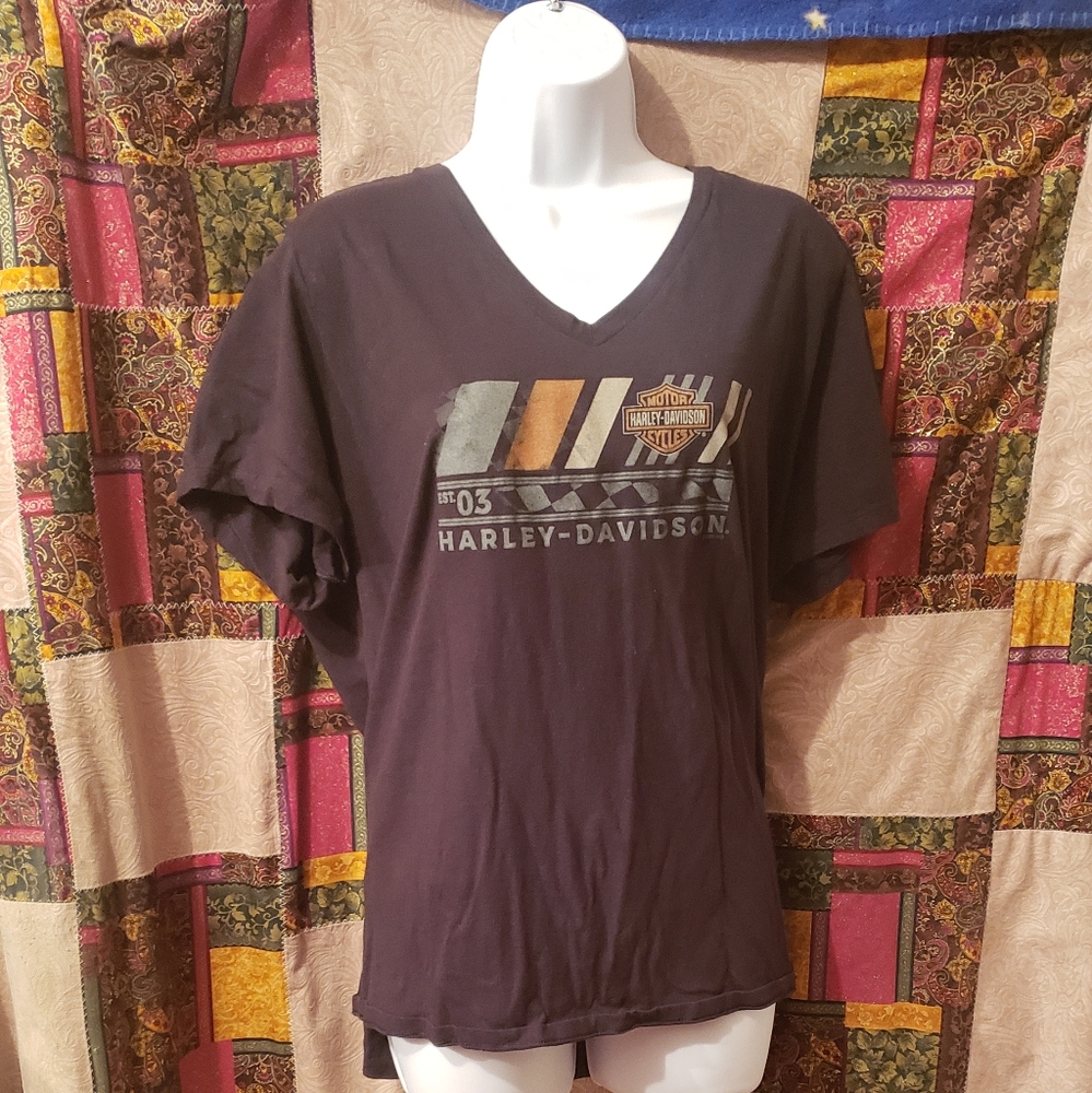 Harley-Davidson Black and Orange Women's Tee